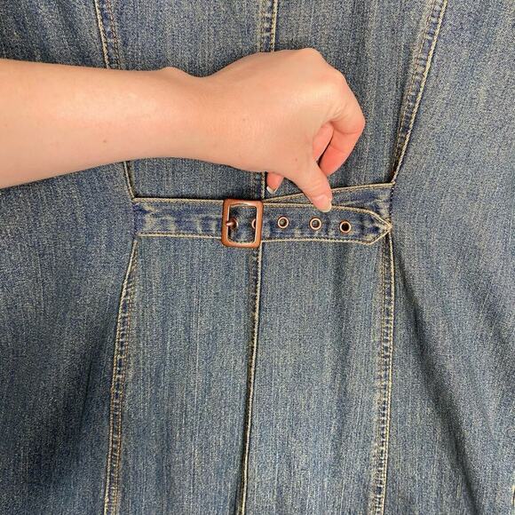 Vintage Faded Glory womens long sleeve denim jean button up dress y2k collar L - Picture 3 of 13